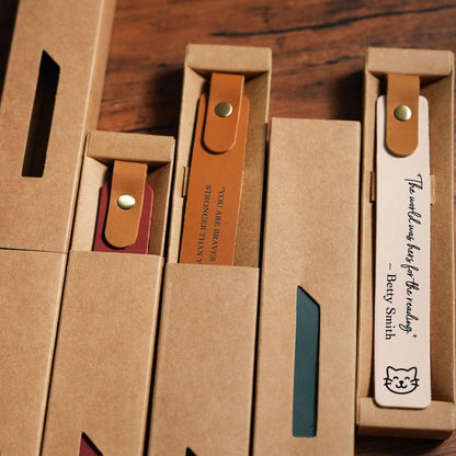 Personalized Leather Bookmark: Custom Engraved Full-Grain Italian Leather