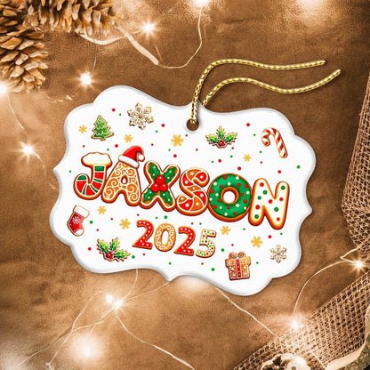 Custom Gingerbread Alphabet Name Christmas Ornament 2025