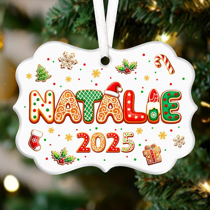 Custom Gingerbread Alphabet Name Christmas Ornament 2025