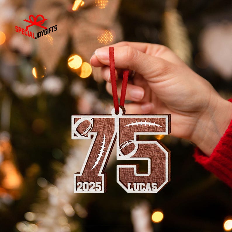 Custom Football American Ornament, Football Number Christmas Gift