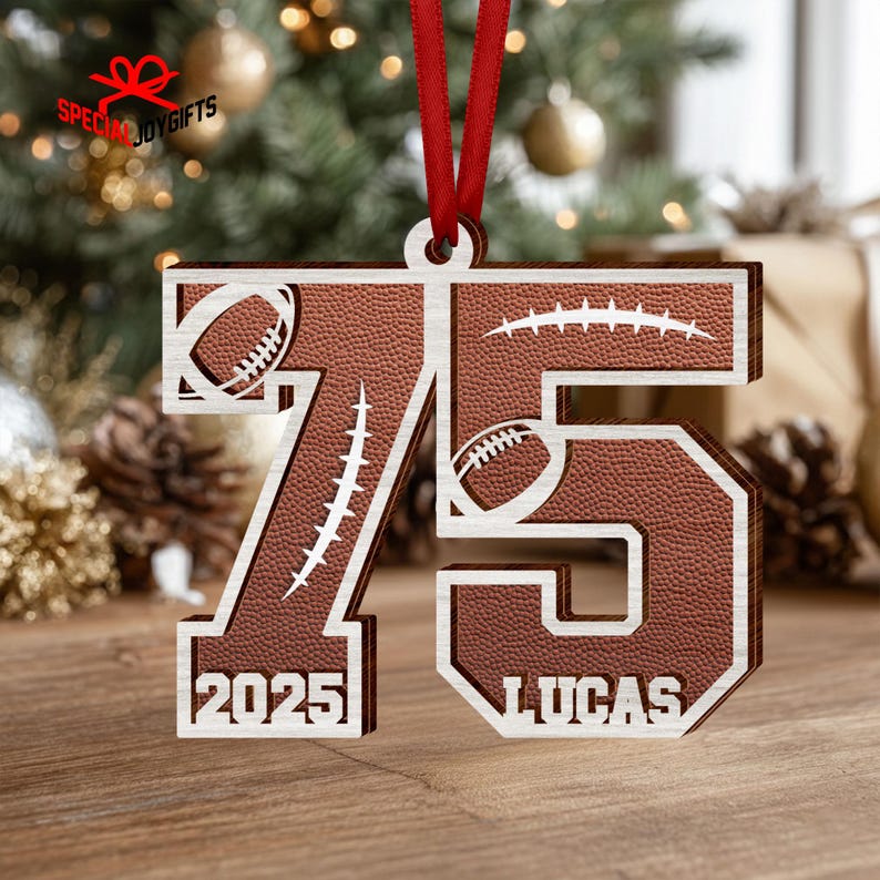 Custom Football American Ornament, Football Number Christmas Gift