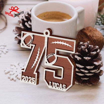 Custom Football American Ornament, Football Number Christmas Gift