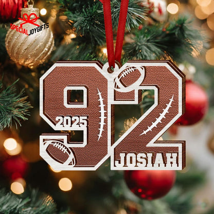Custom Football American Ornament, Football Number Christmas Gift
