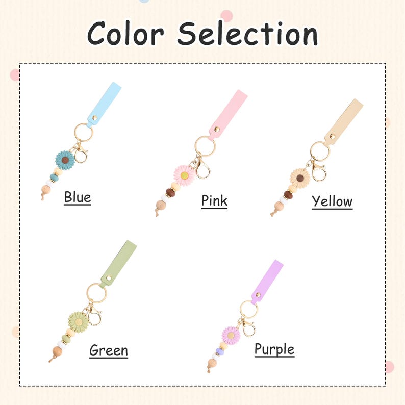 Personalised Daisy Beaded Keyring for Girls