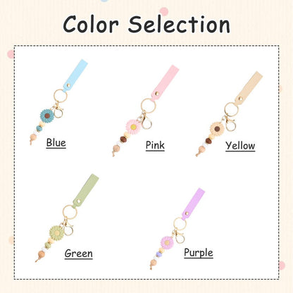Personalised Daisy Beaded Keyring for Girls