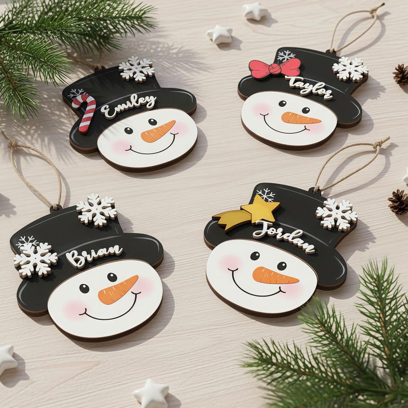 Personalized Snowman Family Ornament, Grandma Grandpa & Grandkids Christmas