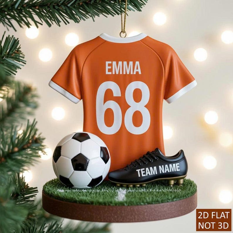Personalized Soccer Sport Christmas Tree Ornament for Kids