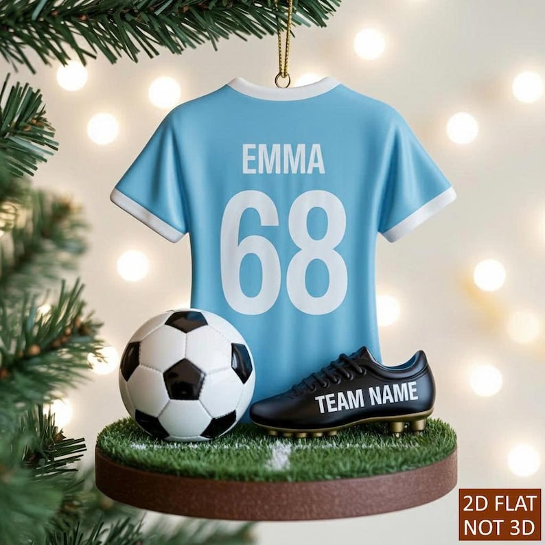 Personalized Soccer Sport Christmas Tree Ornament for Kids