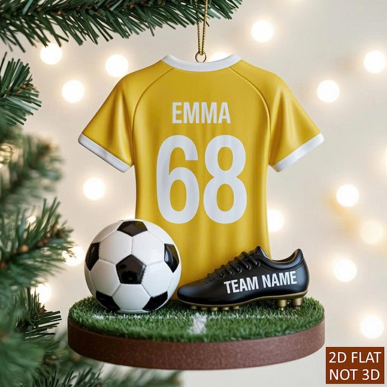 Personalized Soccer Sport Christmas Tree Ornament for Kids