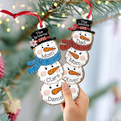 Custom Snowman Family Ornament, Custom Snowman Christmas Ornament