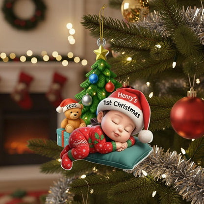 Baby’s First Christmas Ornament, Personalized Acrylic Bauble
