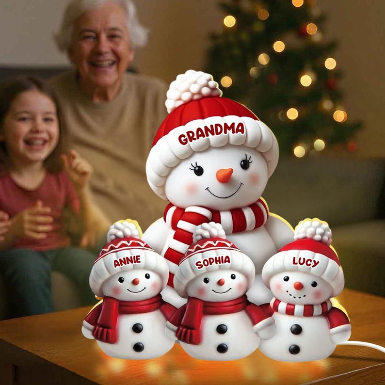 Personalized Snowman Family Christmas Light Box