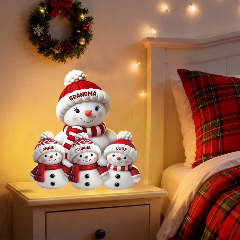 Personalized Snowman Family Christmas Light Box