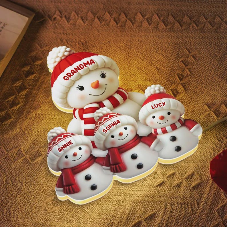 Personalized Snowman Family Christmas Light Box