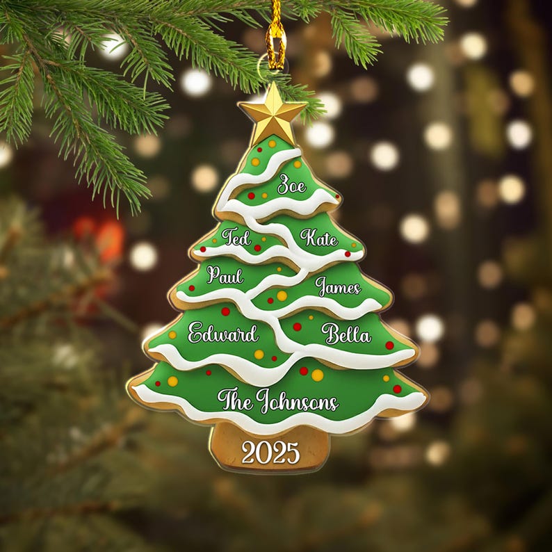 Personalized Family Christmas Ornament, Custom Family Tree Ornament\