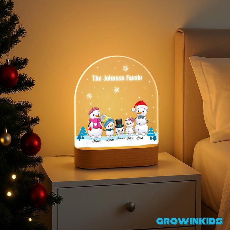Personalized Snowman Family Night Light
