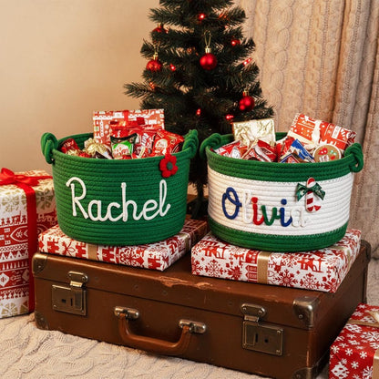 Personalized Christmas Basket: Custom Holiday Decor Gift