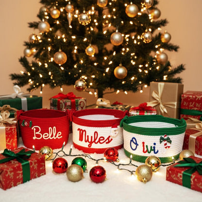 Personalized Christmas Basket: Custom Holiday Decor Gift