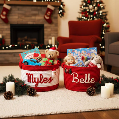 Personalized Christmas Basket: Custom Holiday Decor Gift