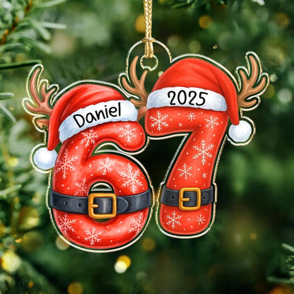 Six Seven 67 Meme Custom Name Christmas Ornament