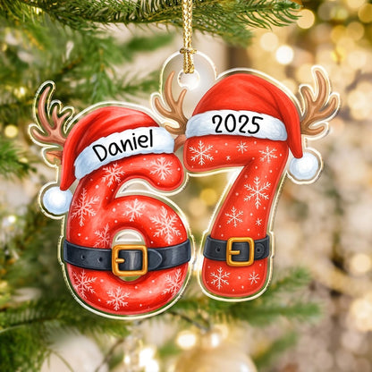 Six Seven 67 Meme Custom Name Christmas Ornament