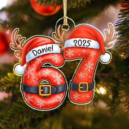 Six Seven 67 Meme Custom Name Christmas Ornament