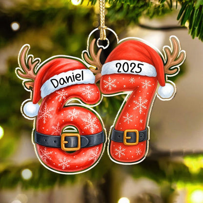 Six Seven 67 Meme Custom Name Christmas Ornament