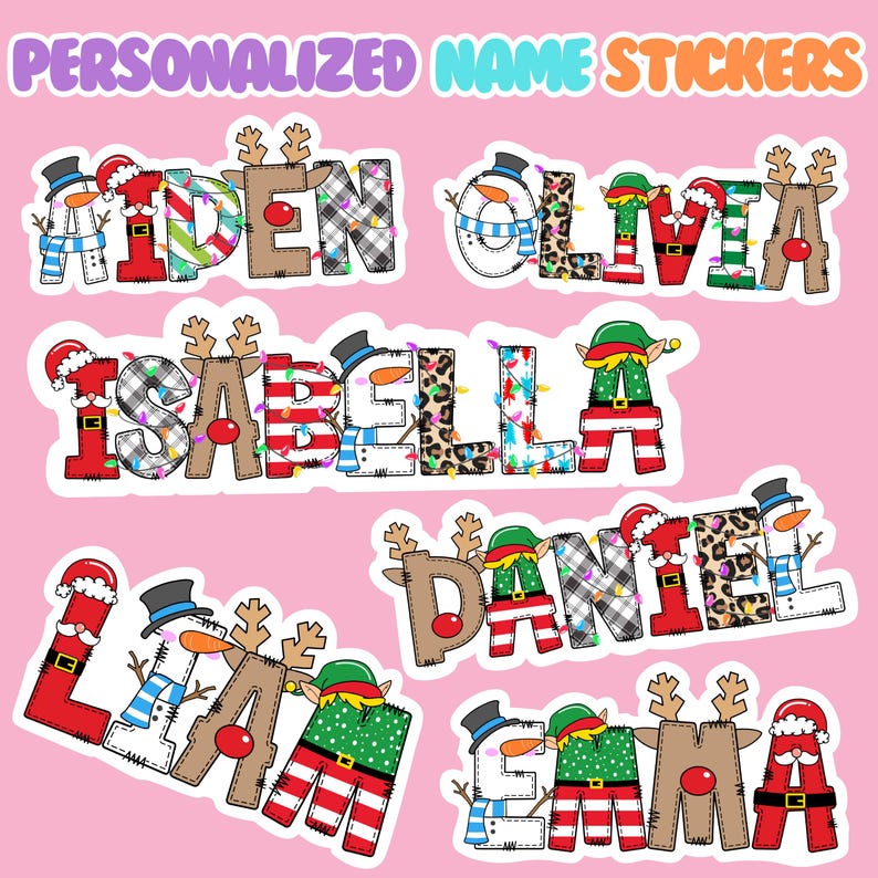 Christmas Name Sticker us, Christmas Personalized Name Sticker