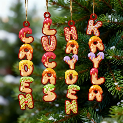 Pink Christmas Gingerbread Alphabet Ornament, Christmas Tag for Stockings
