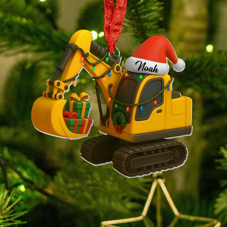 Personalized Excavator Acrylic Ornament