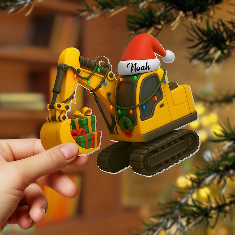 Personalized Excavator Acrylic Ornament