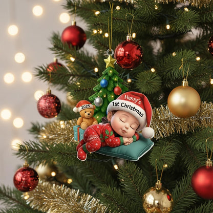 Baby’s First Christmas Ornament, Personalized Acrylic Bauble