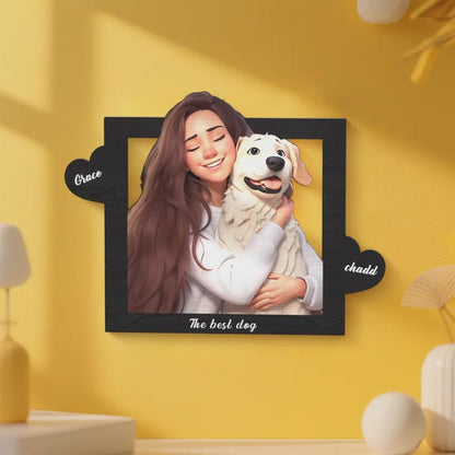 Engraved Cartoon Photo Frame: Personalized Pixar-Style Family Gift