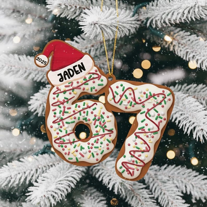 Custom Six Seven Ornament, Teen Slang Funny Tree Decor