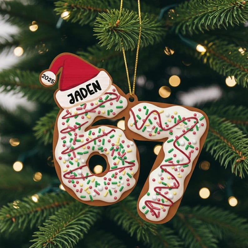 Custom Six Seven Ornament, Teen Slang Funny Tree Decor