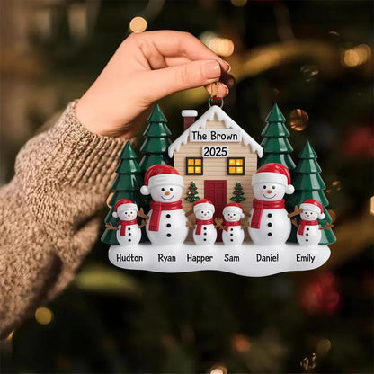 Personalized Snowman Family Ornament , Acrylic Family Christmas Tree Decor,