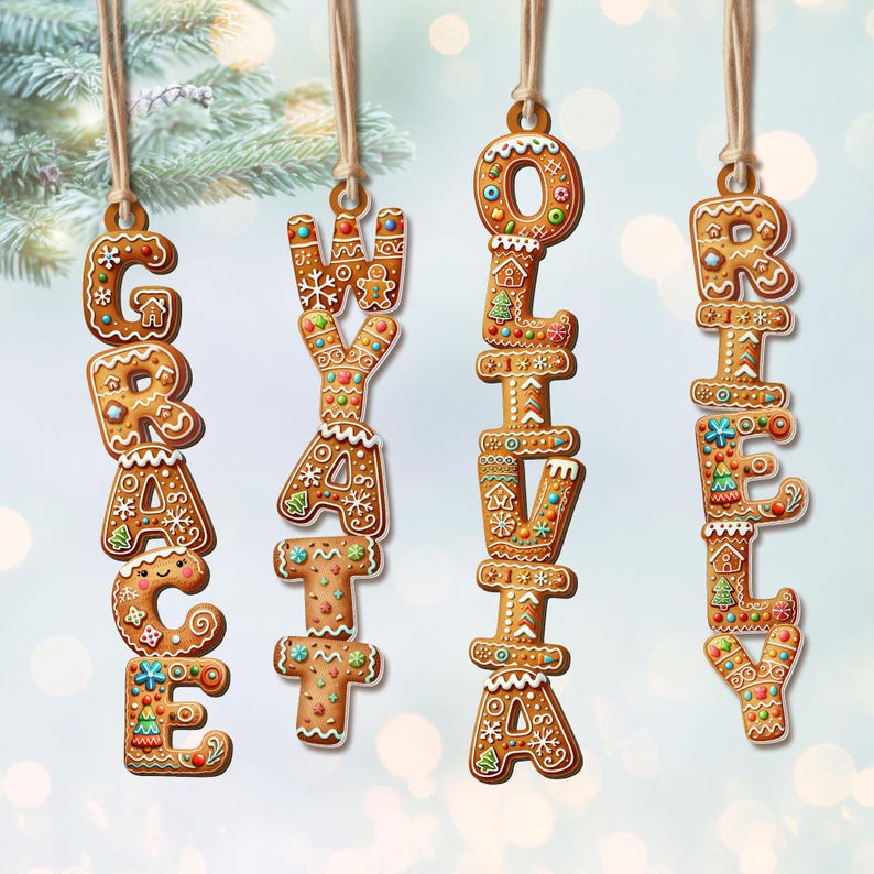 Custom Christmas Alphabet Ornament, Kids Name Ornament