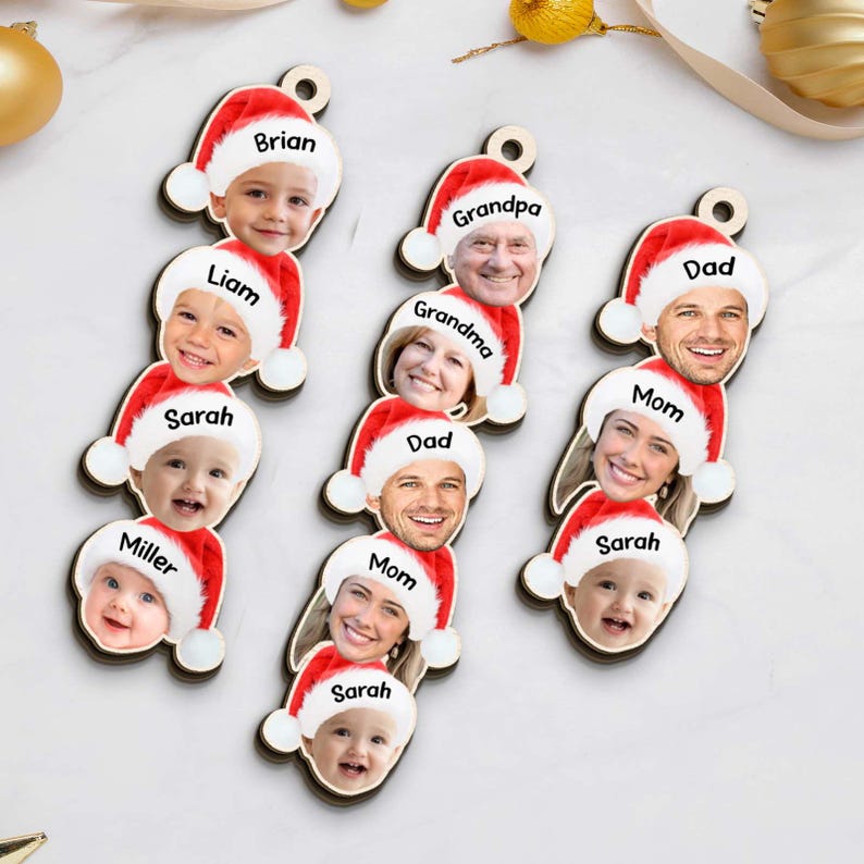 Custom Photo Funny Face Family Ornament, Acrylic Christmas Ornament