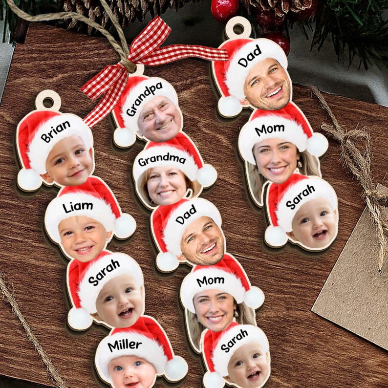 Custom Photo Funny Face Family Ornament, Acrylic Christmas Ornament