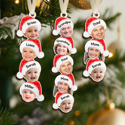 Custom Photo Funny Face Family Ornament, Acrylic Christmas Ornament