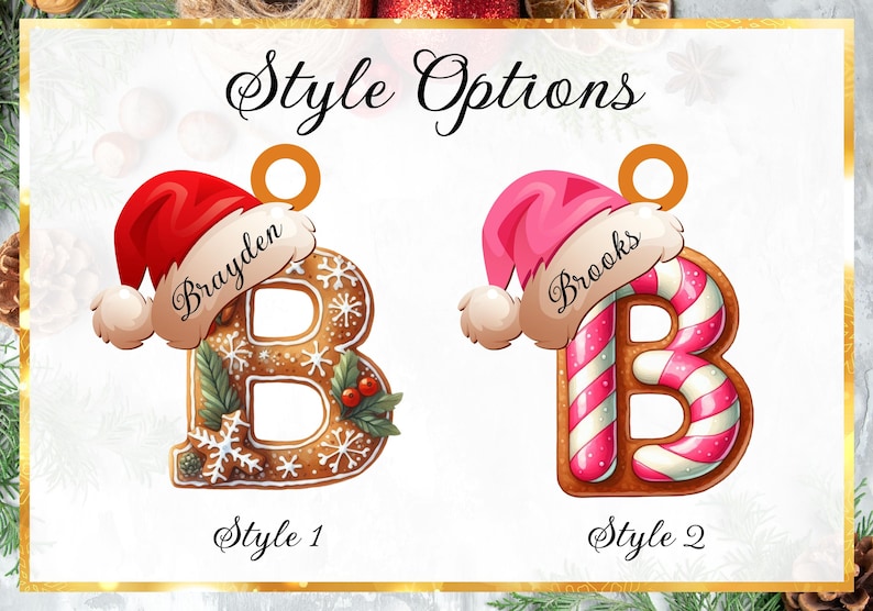 Personalized Gingerbread Letter Ornament, Custom Initial Christmas Decoration