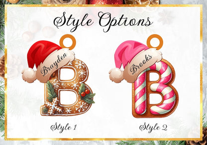 Personalized Gingerbread Letter Ornament, Custom Initial Christmas Decoration