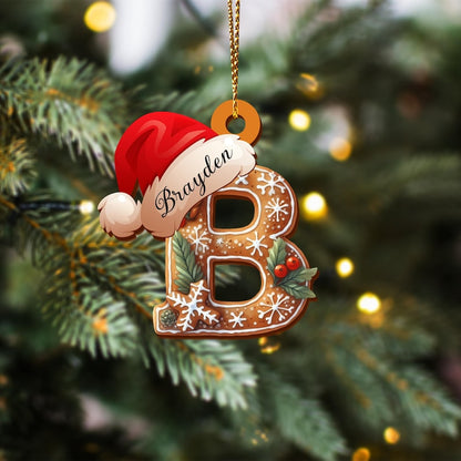 Personalized Gingerbread Letter Ornament, Custom Name Christmas Tree Decor