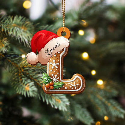 Personalized Gingerbread Letter Ornament, Custom Initial Christmas Decoration