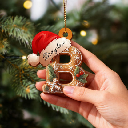 Personalized Gingerbread Letter Ornament, Custom Name Christmas Tree Decor