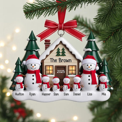 Personalized Snowman Family Ornament , Acrylic Family Christmas Tree Decor,
