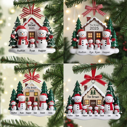 Personalized Snowman Family Ornament , Acrylic Family Christmas Tree Decor,