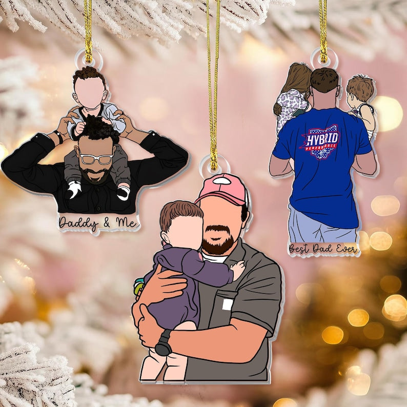 Personalized Dad Photo Magnet, Custom Portrait From Photo Magnet,