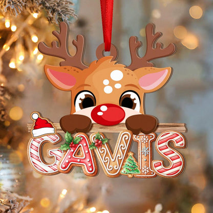 Gingerbread Letter Ornament, Peeking Reindeer Alphabet Ornament