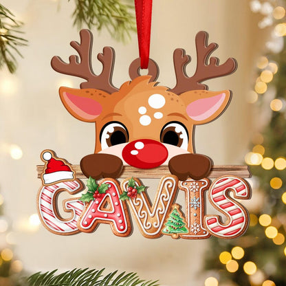 Gingerbread Letter Ornament, Peeking Reindeer Alphabet Ornament